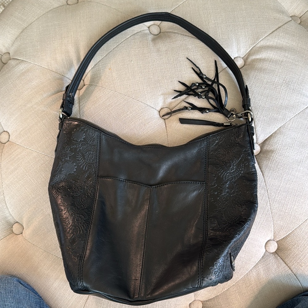 The Sak black leather hobo bag